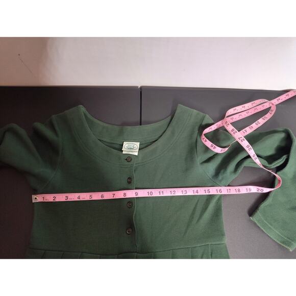 Vintage 90s Laura Ashley Forest Green Ribbed Heavy Cotton Maxi Dress 6 - Picture 7 of 8